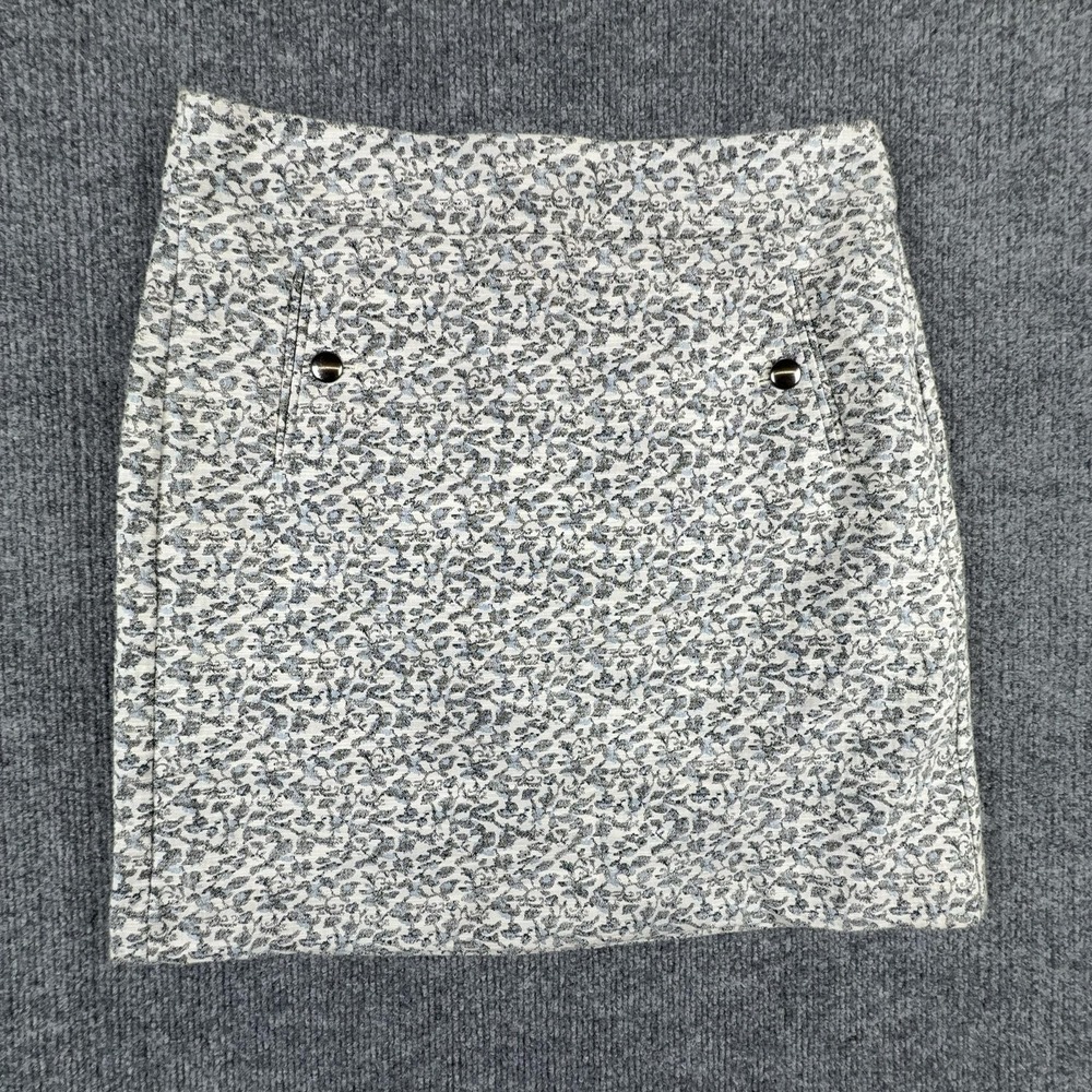 LOFT Skirt Womens 2 Gray Floral Tweed Pencil Short Lined Pockets Career Office